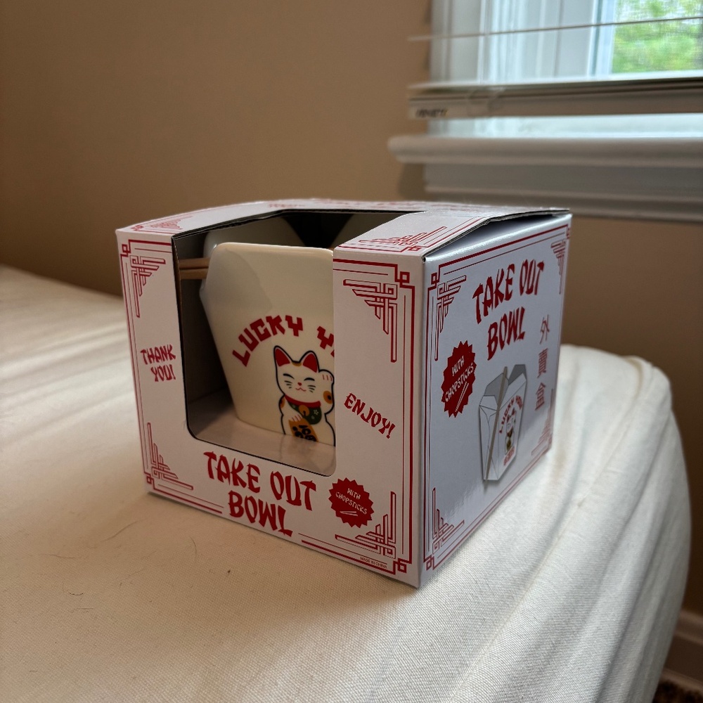 Ceramic Bowl with Wooden Chopsticks